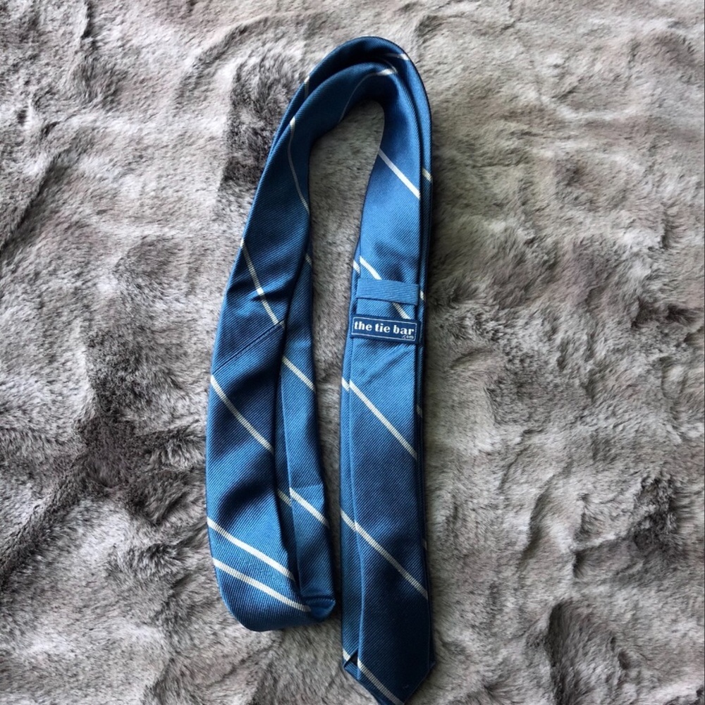 2x Tie Bar Delta Stripe Ties, super skinny, silk - Picture 12 of 15